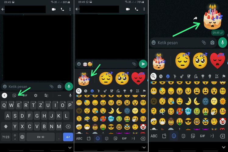 Ilustrasi cara menggabungkan dua emoji jadi stiker WhatsApp via Gboard
