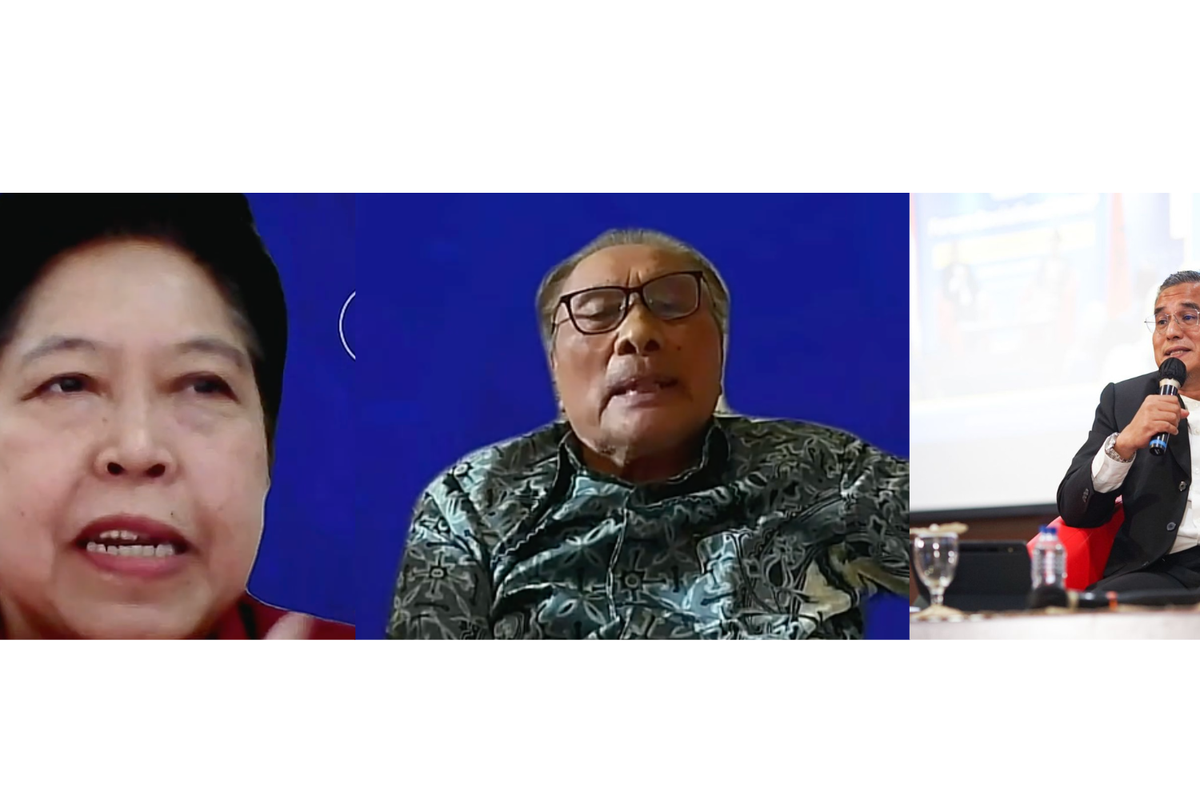 (Dari Kiri ke Kanan) Guru Besar Hukum Pidana Universitas Indonesia Profesor Harkristuti Harkrisnowo, Guru Besar Hukum Pidana Universitas Trisakti Profesor Andi Hamzah, dan Dosen Fakultas Hukum Universitas Muhammadiyah Jakarta & Peneliti Hukum Pidana Chairul Huda pada forum sosialisasi: ?Membumikan KUHP Dalam Kancah Nasional? yang berlangsung secara hybrid, Selasa (6/6/2023).