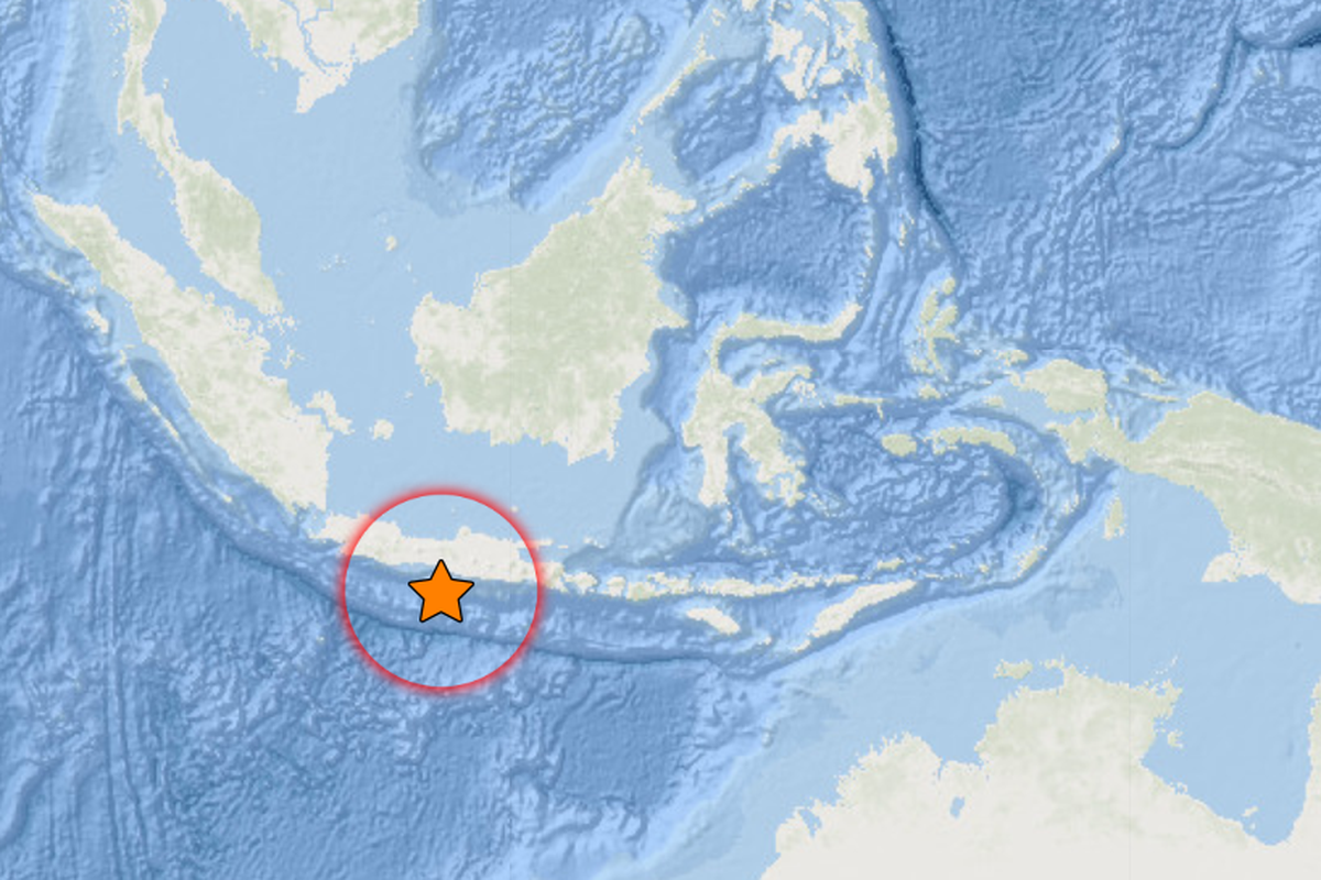 Tangkap layar lokasi pusat gempa yang mengguncang Daerah Istimewa Yogyakarta (DIY) dan sekitarnya pada Jumat (30/6/2023).