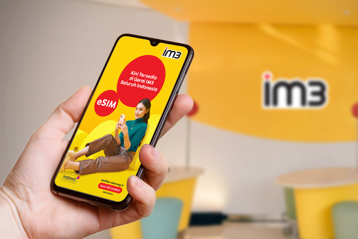 Ilustrasi layanan eSIM Indosat Ooredoo Hutchison. Kini, eSIM Indosat tersedia di gerai IM3 di seluruh Indonesia dan situs im3.id/shop.