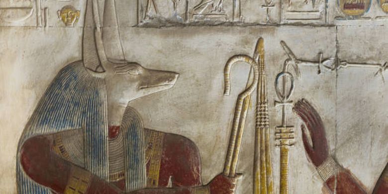 ilustrasi dewa Anubis Mesir kuno.