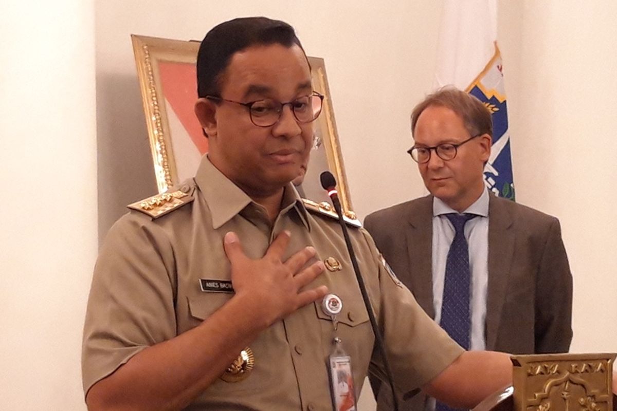 Gubernur DKI Jakarta Anies Baswedan di Balairung, Balai Kota, Jakarta Pusat, Selasa (27/8/2019)