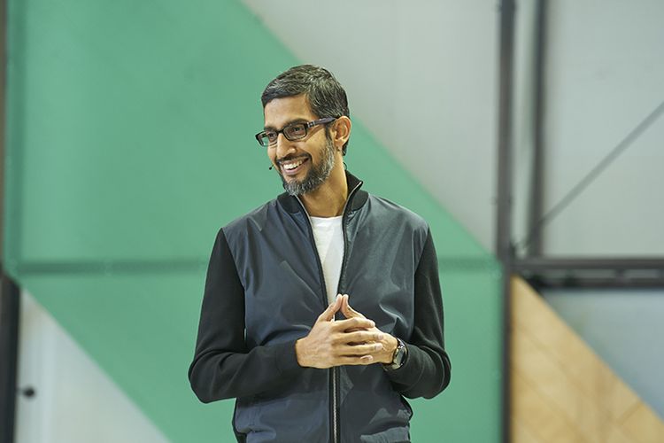                                CEO Google, Sundar Pichai, Rabu (17/5/2017), saat menjadi spekaer pada keynote utama Google I/O 2017 di Shoreline Amphitheatre, AS.
