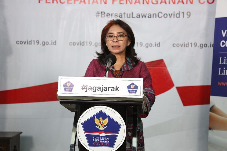 Direktur Utama Rumah Sakit Umum Pusat (RSUP) Persahabatan Rita Rogayah, saat memberikan keterangan pers di Graha BNPB, Jakarta, Rabu (8/4/2020).