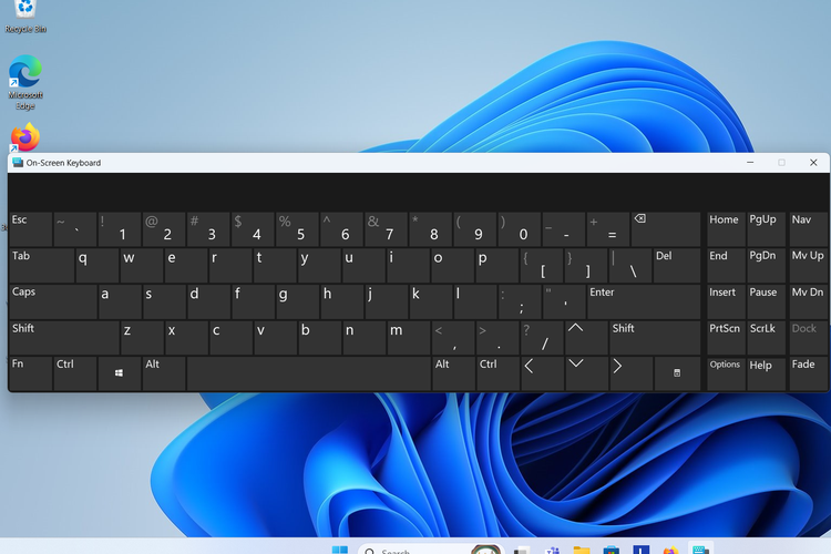 Ilustrasi keyboard di layar laptop.