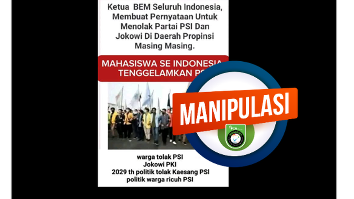 INFOGRAFIK: Hoaks BEM SI Ajak Masyarakat Tenggelamkan PSI, Cek Faktanya