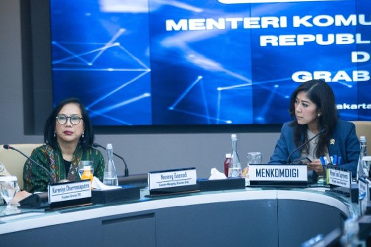 Menteri Komunikasi dan Digital (Menkomdigi) Meutya Hafid dalam dalam audiensi bersama Grab dan OVO di Kantor Kementerian Komunikasi dan Digital RI beberapa waktu lalu. 
