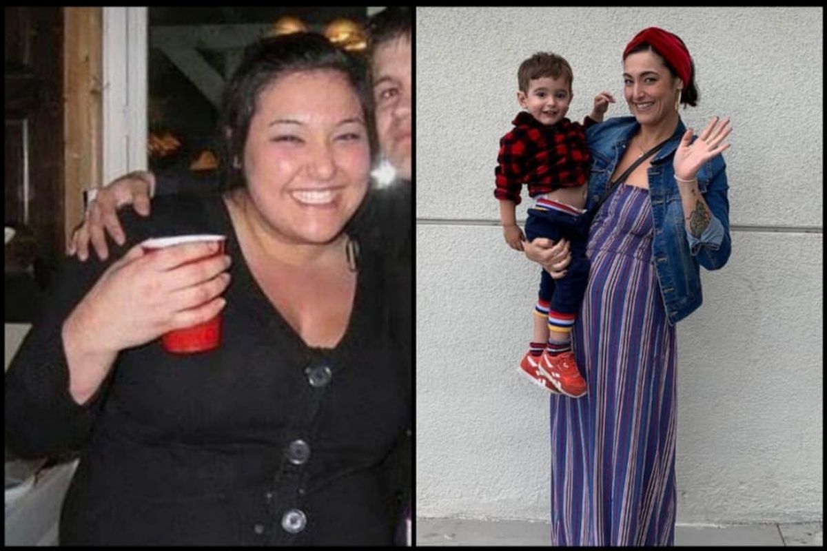 Angela Colabucci sebelum dan sesudah penurunan berat badan.
