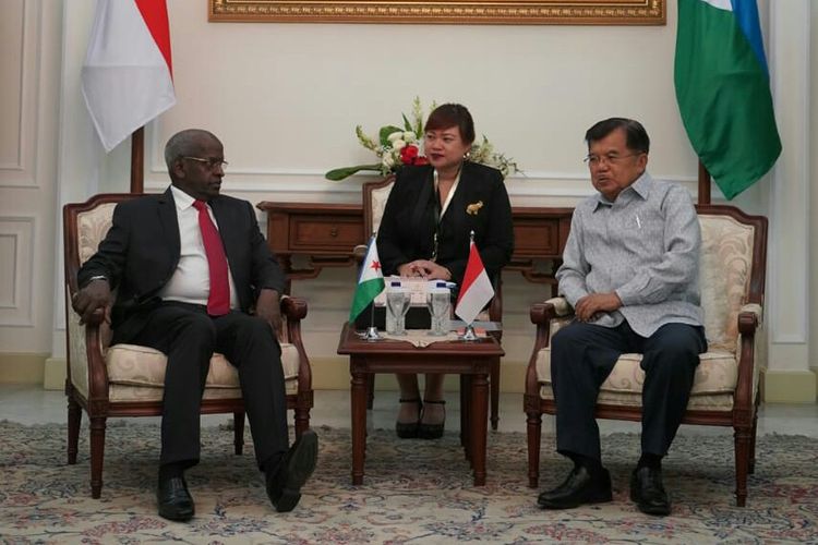 Wapres Jusuf Kalla menerima kunjungan PM Djibouti di Istana Wakil Presiden, Jakarta, Kamis (14/3/2019).