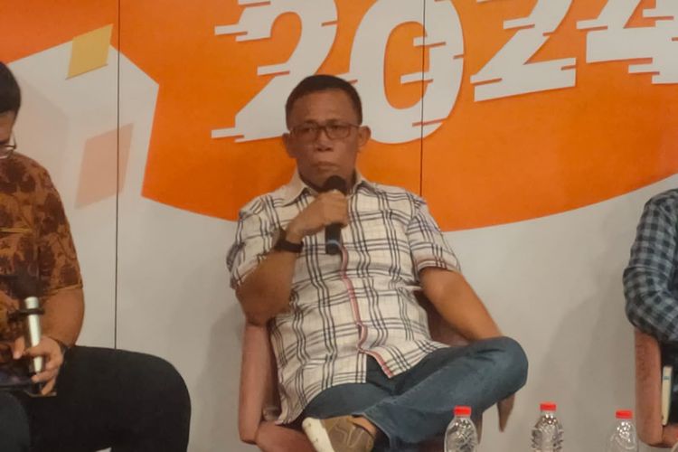 Politisi PDI-P Masinton Pasaribu dalam diskusi KedaiKopi OTW 2024, di kawasan Menteng, Jakarta Pusat, Rabu (3/5/2023).