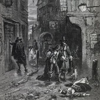 Ilustrasi ketika wabah pes melanda Kota London pada 1664.