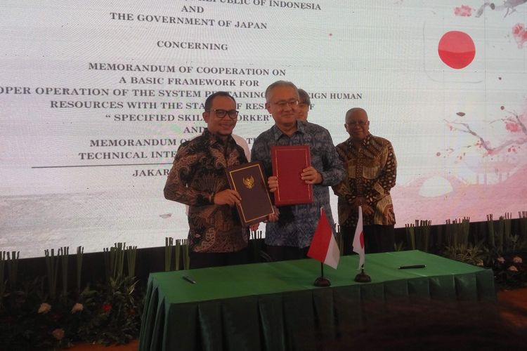 Perjanjian kerja sama antara pemerintah Indonesia dengan Jepang di Jakarta, Selasa (25/6/2019).