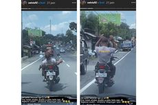 Viral, Video Pemotor Berkaus Polisi Lakukan Atraksi Lepas Setang dan Tak Gunakan Helm