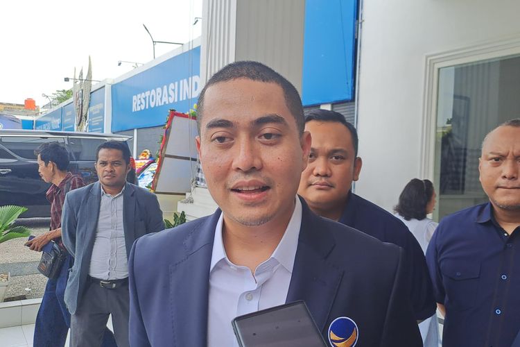 Ketua DPW Nasdem Jakarta Wibi Andrino saat ditemui di Akademi Bela Negara Partai Nasdem, Jakarta Selatan, Kamis (2/5/2024). 