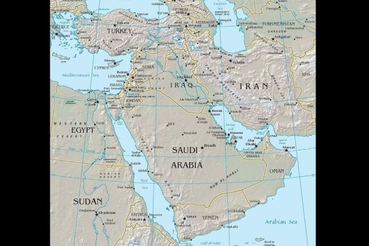 Peta Timur Tengah.