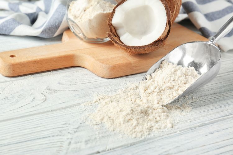 ilustrasi coconut flour atau tepung kelapa. 