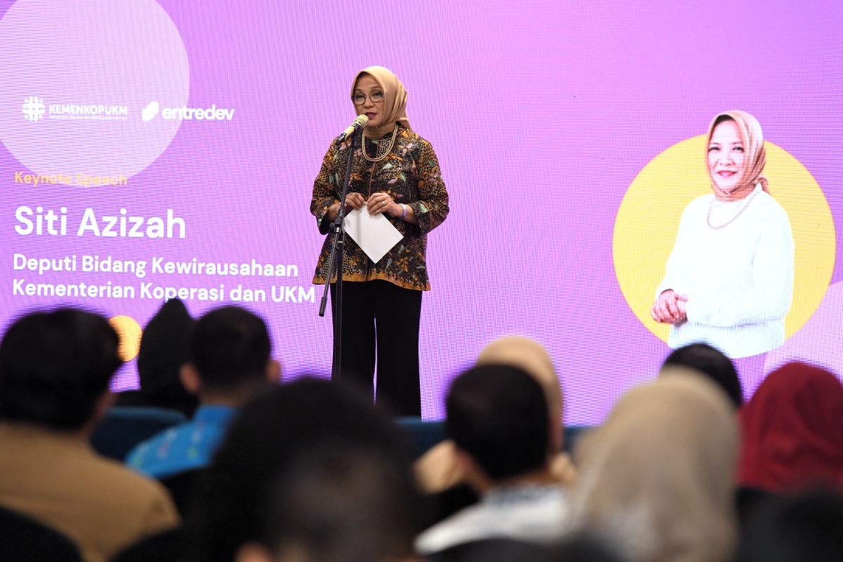 Siti Azizah saat membuka acara Open Call Entredev 2024 di Jakarta, Selasa (6/2/2024).