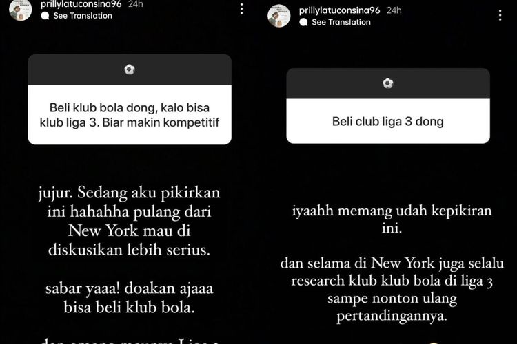 Prilly Latuconsina terpikirkan akuisisi klub bola.