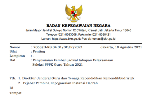 Jangan Sampai Salah, Ini Jadwal Terbaru Tahapan Seleksi PPPK Guru 2021