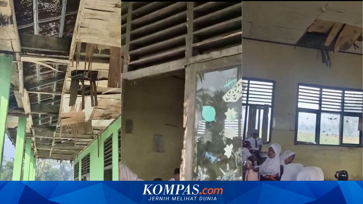 Cerita Siswa SD di Lampung Timur, Hari Pertama Sekolah di Bawah Plafon Menganga