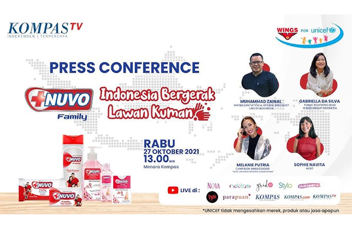 Press Conference 'Nuvo Indonesia Bergerak Lawan Kuman' disiarkan secara live di kanal Youtube Kompas.com, Rabu (27/10/2021).