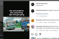 Video Bus Mengalah Pakai Jalan Miring agar Truk Tidak Terbalik