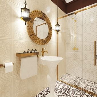 ilustrasi lampu lentera di kamar mandi