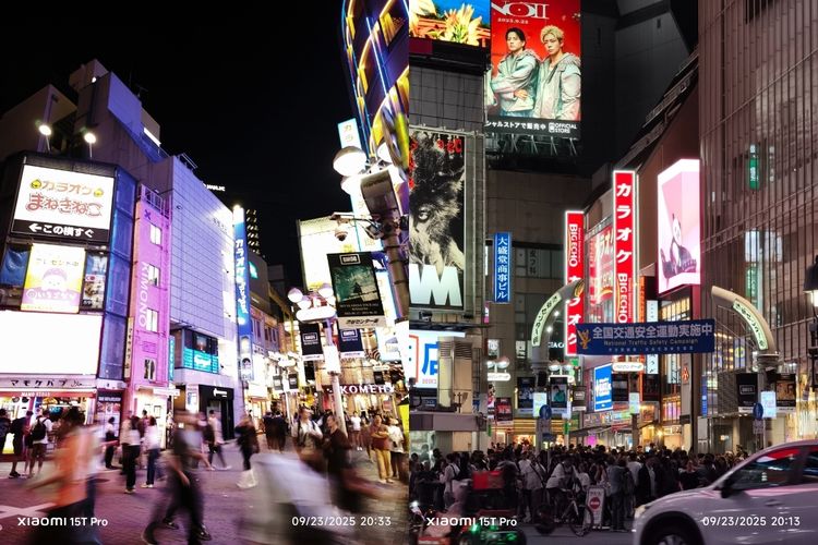 Momen ramainya kota Tokyo, Jepang dapat diabadikan dengan sempurna. Perpaduan antara kerumuman orang yang berlalu-lalang, terangnya kota dan pertokoan di gang Shibuya tergambarkan dengan jelas menggunakan kamera 50 MP Xiaomi 15T Pro