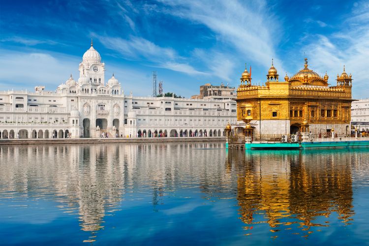 Ilustrasi Sikh gurdwara Golden Temple (Harmandir Sahib), Amritsar, Punjab, India. 