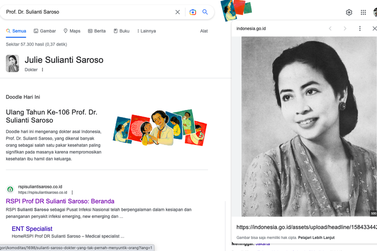 Google Doodle hari ini mengenang hari lahir dokter Sulianti Saroso. Berikut profilnya