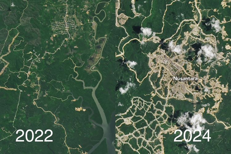 Foto satelit dari IKN yang tunjukkan perubahan besar saat pembangunan