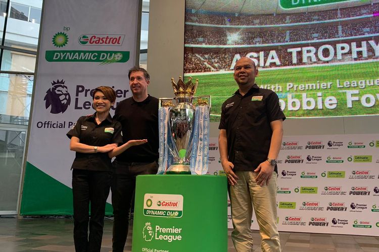 Legenda Liverpool, Robbie Fowler, saat hadir dalam acara tur trofi Premier League di Indonesia, tepatnya di Gandaria City Mall pada Sabtu (11/3/2023) sore WIB.