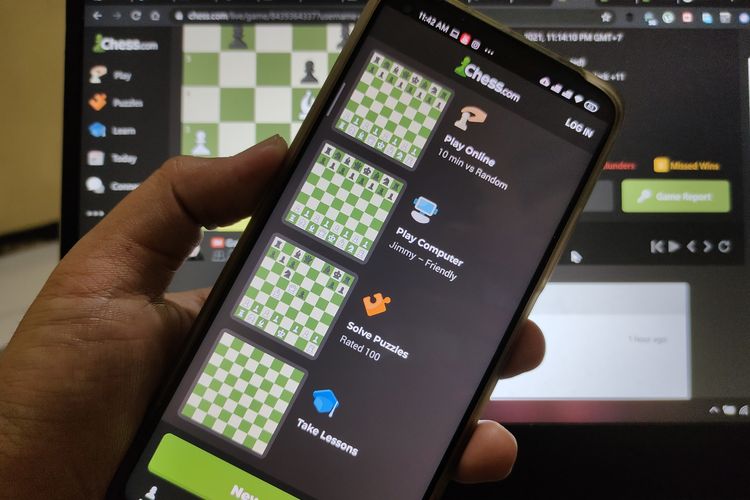 Ilustrasi aplikasi Chess.com.