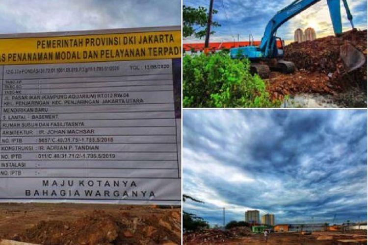 Foto pengerjaan proyek pembangunan rumah susun di Kampung Akuarium, Jakarta Utara diunggah Gubernur DKI Jakarta Anies Basweda di akun Facebook-nya, Kamis (10/12/2020).