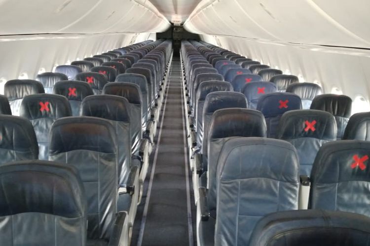Social distancing di kabin pesawat Boeing 737 Lion Air.
