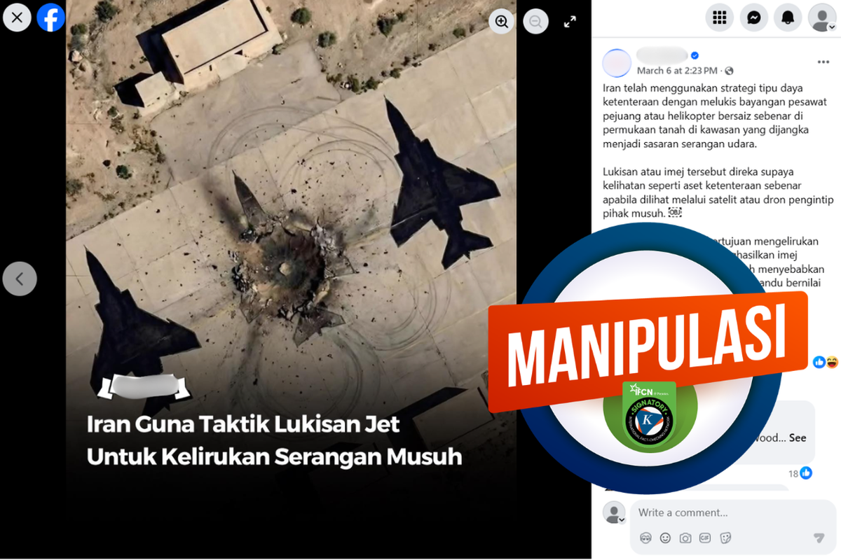 Narasi Iran Gunakan Lukisan Jet Tempur untuk Elak Serangan AS-Israel Beredar