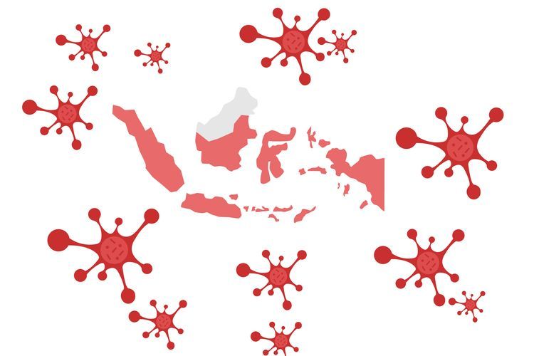 An illustration of Covid-19 virus in Indonesia. 