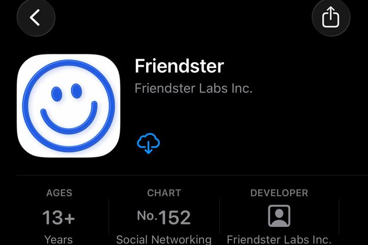 Aplikasi Friendster di App Store.
