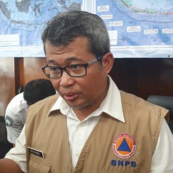 Pelaksana Harian (Plh) Kepala Pusat Data, Informasi, dan Humas BNPB Agus Wibowo saat jumpa pers di Kantor BNPB, Jakarta, Rabu (31/7/2019).