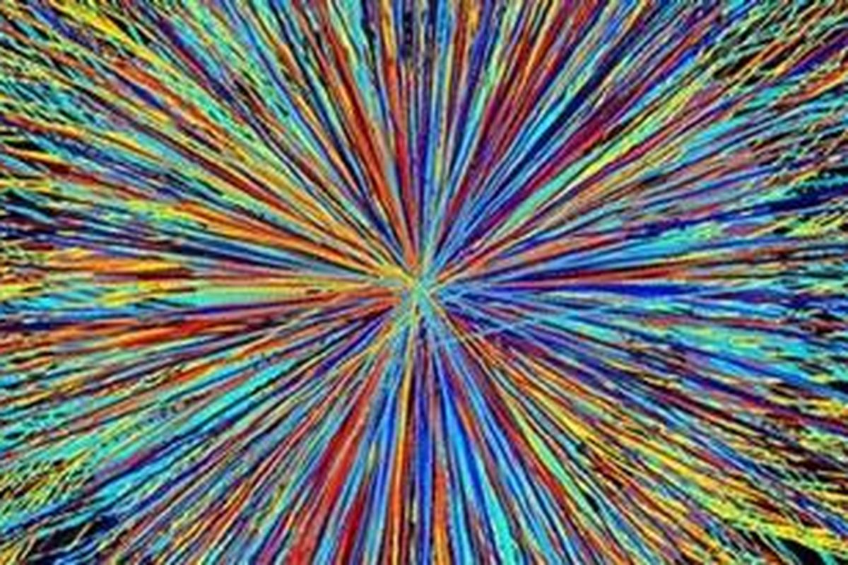 Ilustrasi tumbukan di Large Hadron Collider.