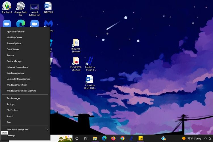 Cara mengakses menu Windows PowerShell di laptop Windows 10.