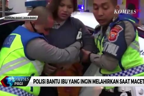 Detik-detik Polisi Bantu Ibu Hamil yang Akan Melahirkan Saat Terjebak Kemacetan di Lembang