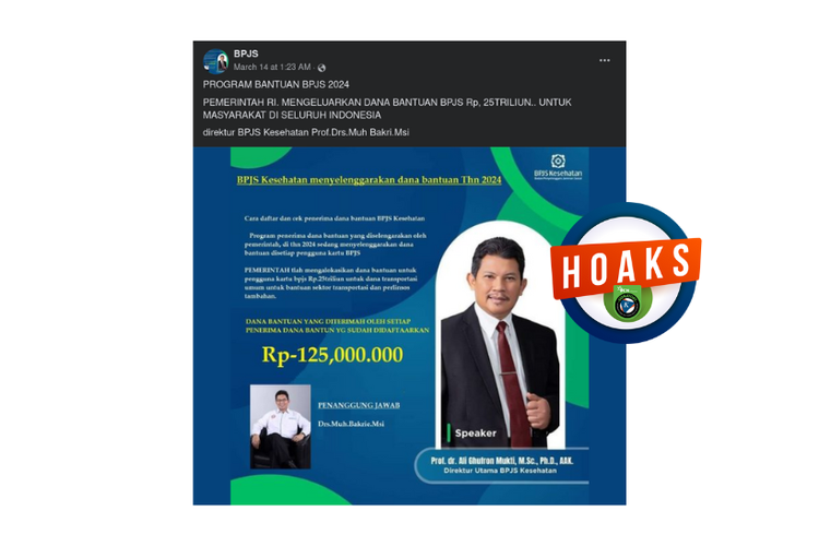 Hoaks, bantuan dana Rp 125 juta untuk peserta BPJS Kesehatan