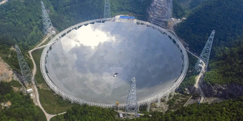 Teleskop FAST, teleskop radio terbesar di dunia yang terletak di Provinsi Guizhou, China. Astronom China klaim teleskop ini menangkap sinyal dari alien.