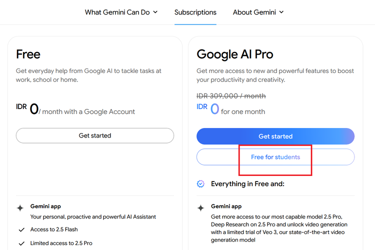 Ilustrasi cara dapat Veo 3 gratis dengan berlangganan Google AI Pro menggunakan akun pelajar.