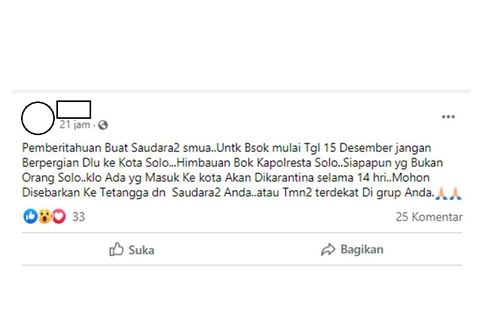Benarkah Warga yang Masuk Kota Solo Akan Dikarantina Mulai 15 Desember? Ini Penjelasan Wali Kota...