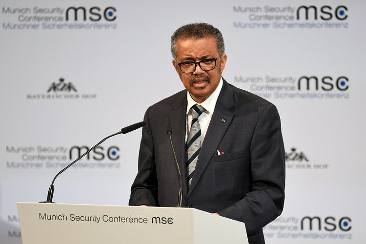 Direktur Jenderal WHO, Tedros Adhanom Ghebreyesus Pada rapat tahunan Munich Security Conference di Jerman 15 Februari 2020. REUTERS/Andreas Gebert