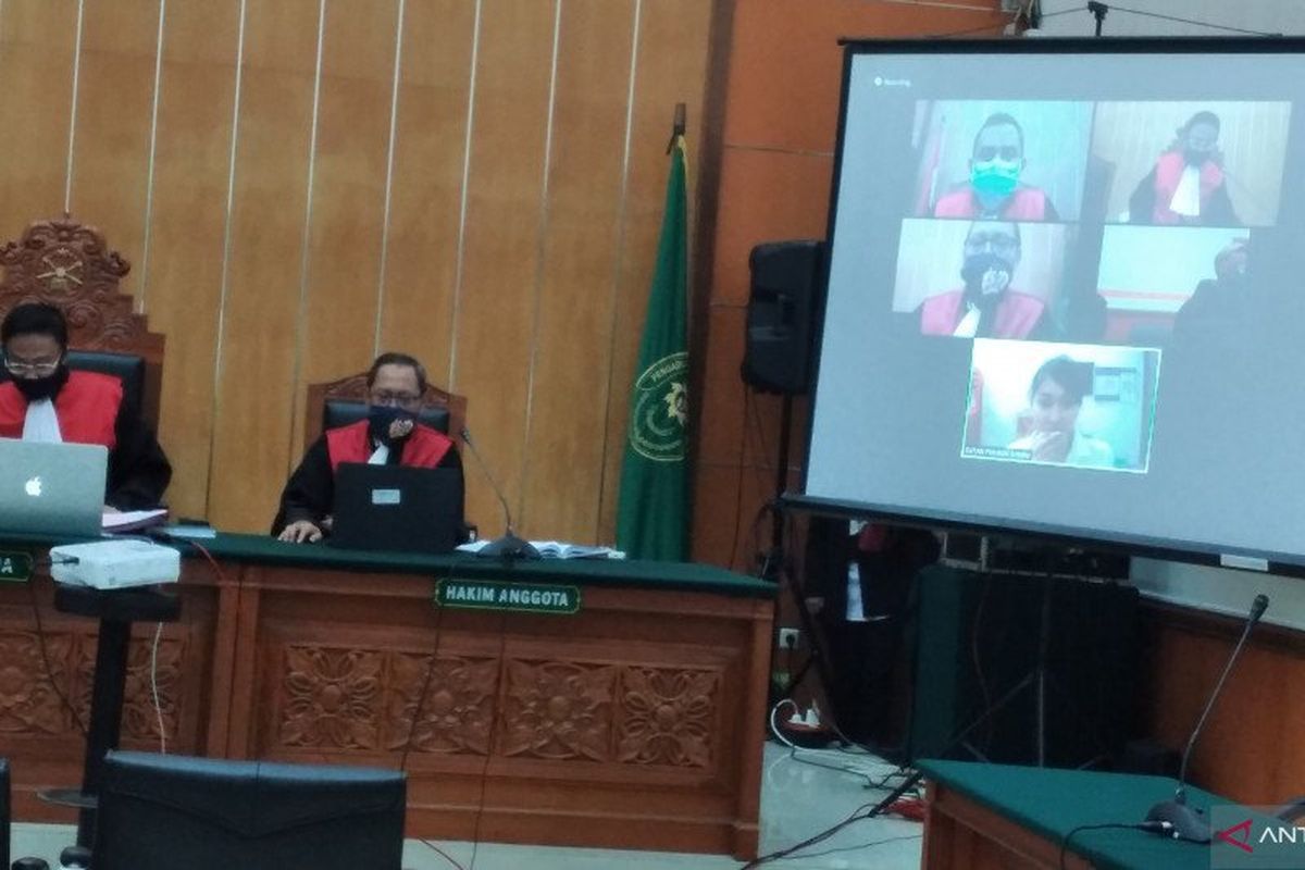 Sidang perdana kasus narkoba selebriti Lucinta Luna dalam video konferensi di Pengadilan Negeri Jakarta Barat, Rabu (27/5/2020).