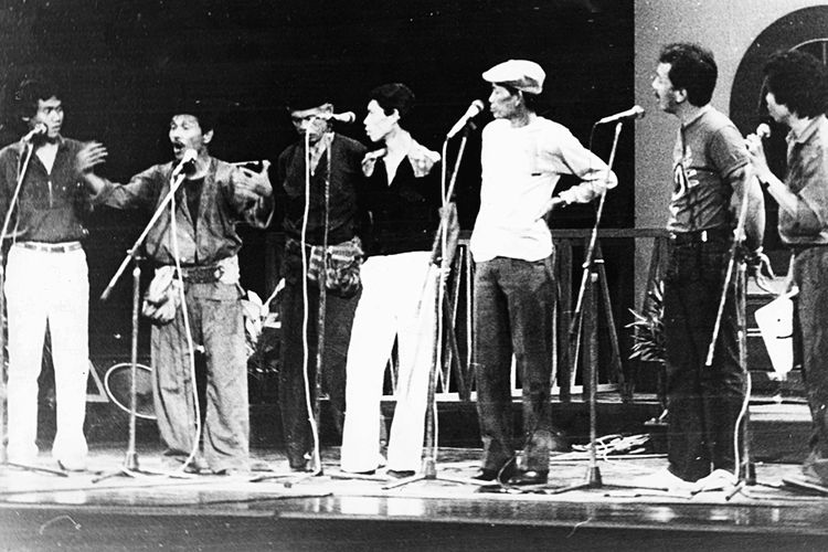 (kiri ke kanan) Kasino, Nasir, Bodong, Mali, Bokir, Indro dan Dono, Sabtu (23/4/1983) di TIM Jakarta.