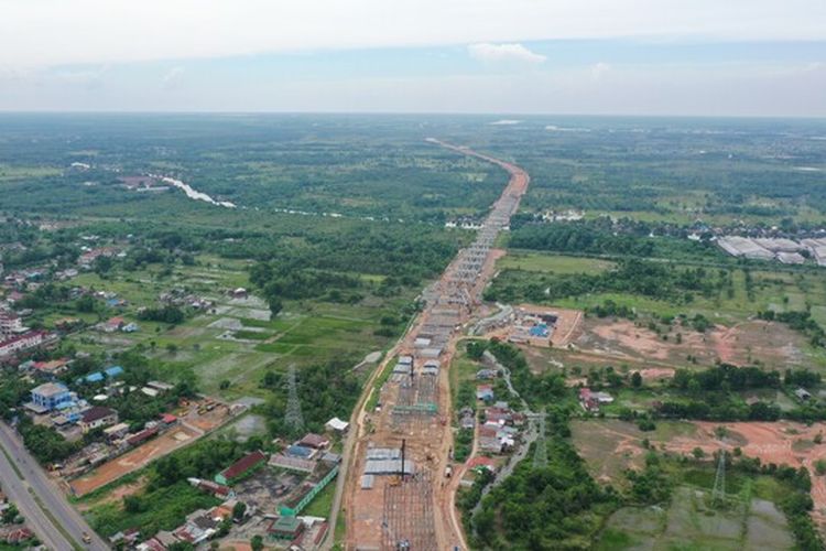 Potret pembangunan Jalan Tol Kayu Agung-Palembang-Betung (Kapal Betung) tahap dua